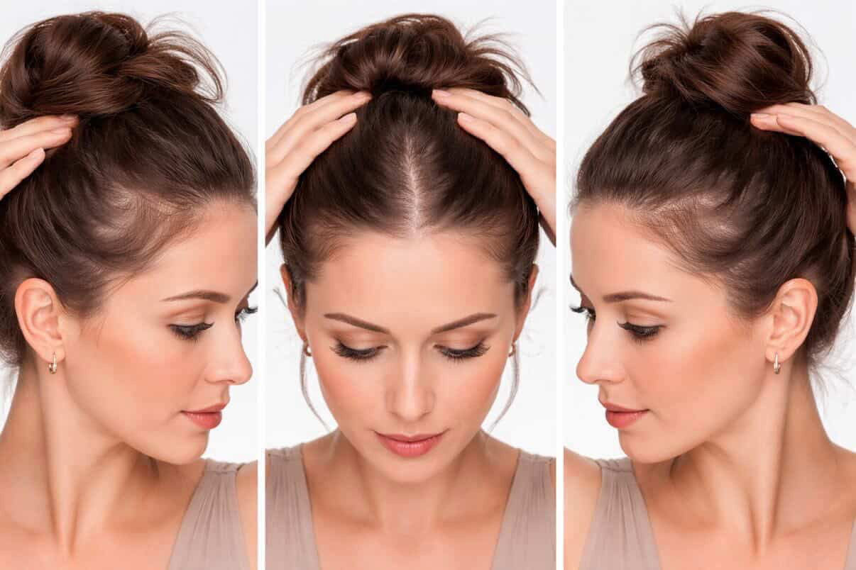Reference example for consultation photos: three-panel view with profiles and front.